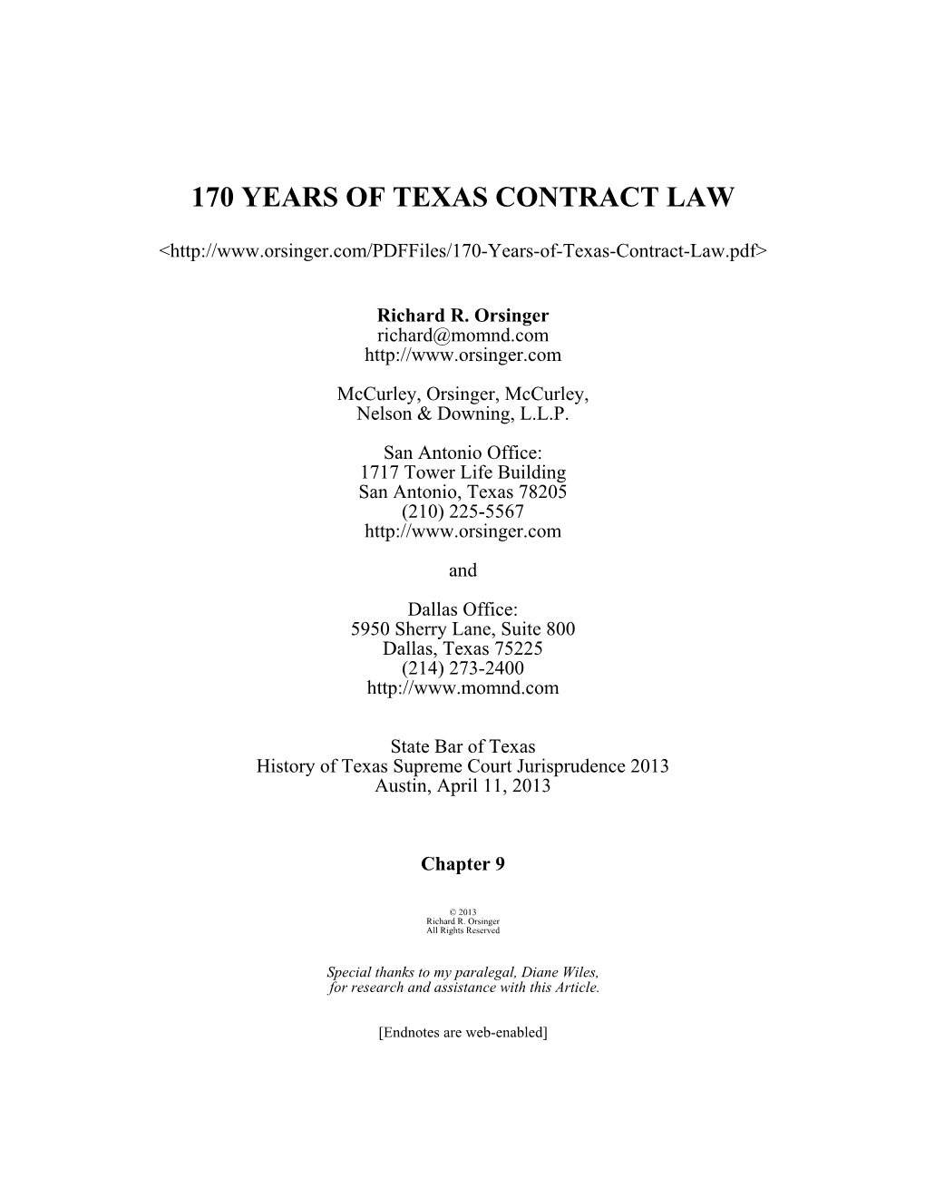 170 Years of Contract