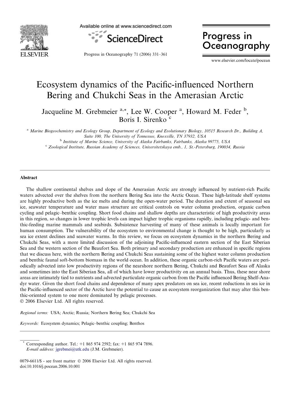Ecosystem Dynamics of the Pacific-Influenced Northern Bering