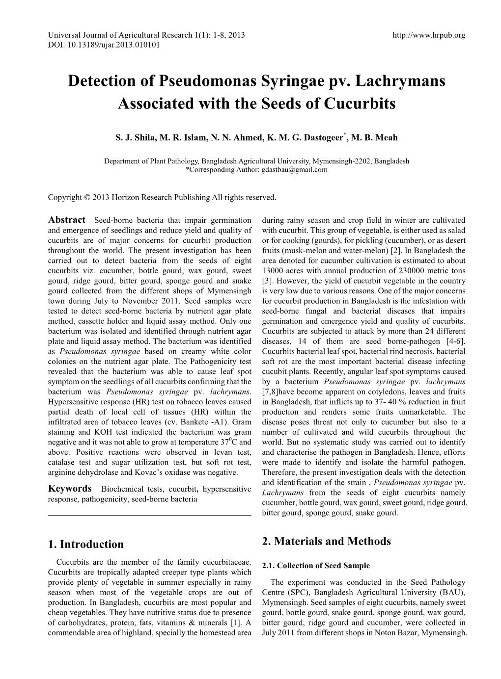 Detection of Pseudomonas Syringae Pv. Lachrymans Associated with the Seeds of Cucurbits