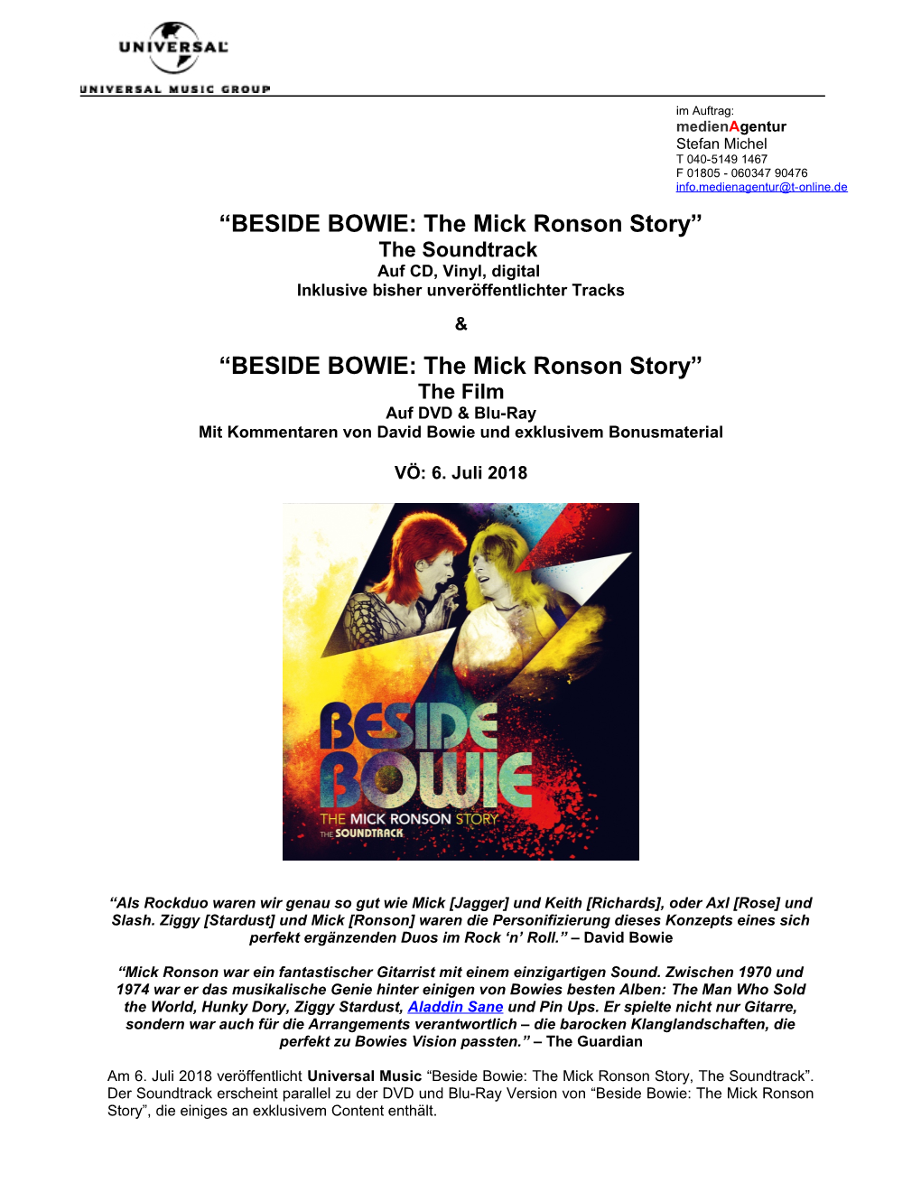 BESIDE BOWIE: the Mick Ronson Story