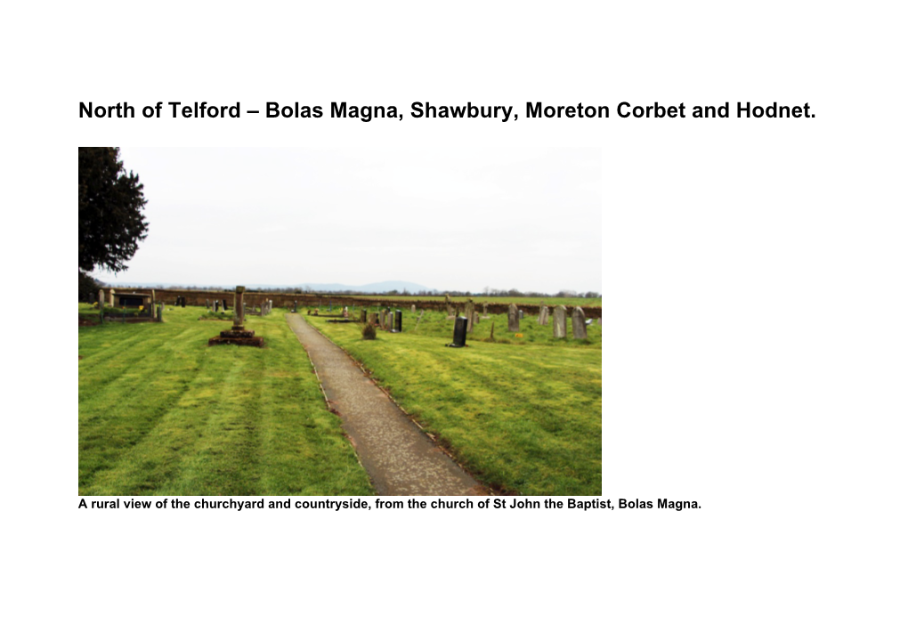 North of Telford – Bolas Magna, Shawbury, Moreton Corbet and Hodnet