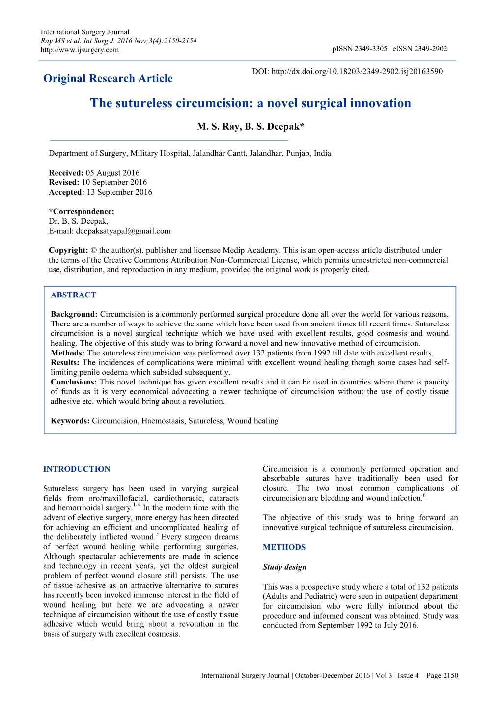 The Sutureless Circumcision: a Novel Surgical Innovation