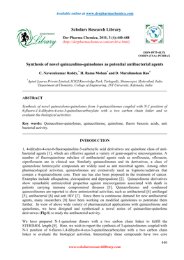 Synthesis of Novel Quinazolino-Quinolones As Potential Antibacterial Agents