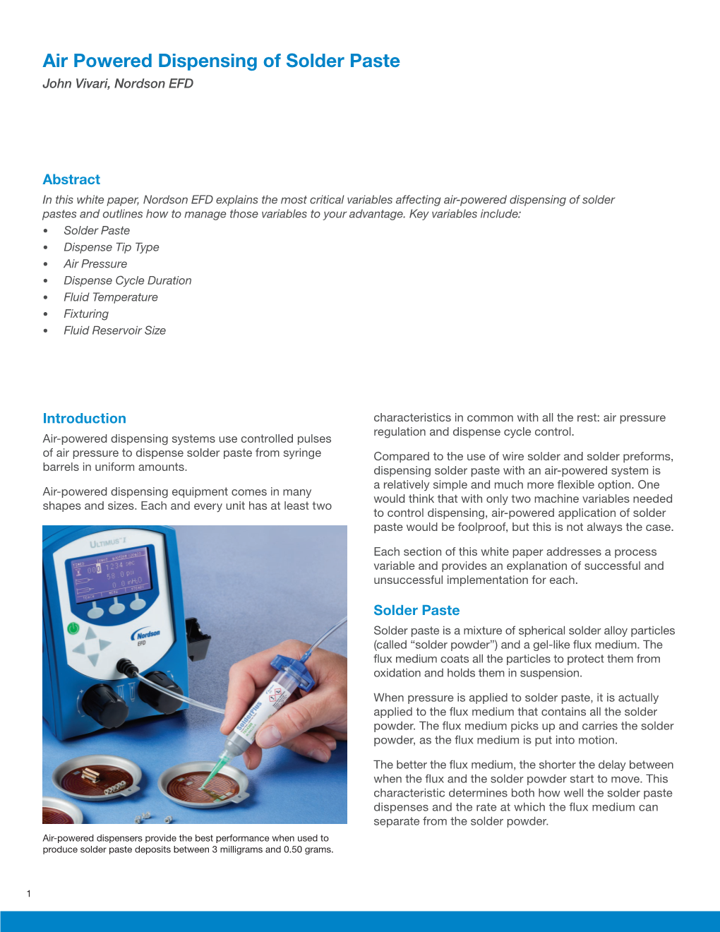 Air Powered Dispensing of Solder Paste White Paper