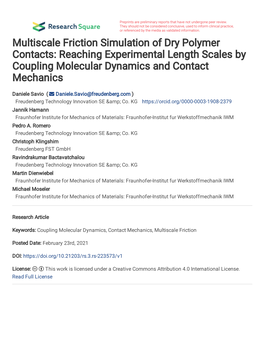 Multiscale Friction Simulation of Dry Polymer Contacts: Reaching Experimental Length Scales by Coupling Molecular Dynamics and Contact Mechanics