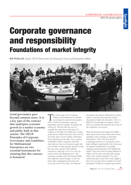 Corporate Governance and Responsibility Foundations of Market Integrity