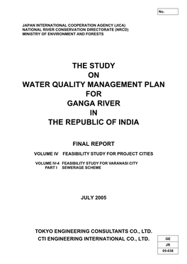 The Study on Water Quality Management Plan for Ganga River in the Republic of India