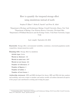 How to Quantify the Temporal Storage Effect Using Simulations Instead Of