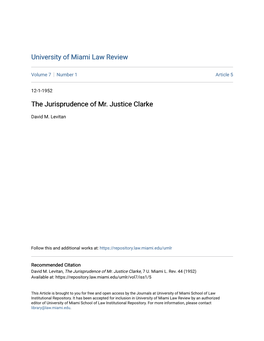The Jurisprudence of Mr. Justice Clarke