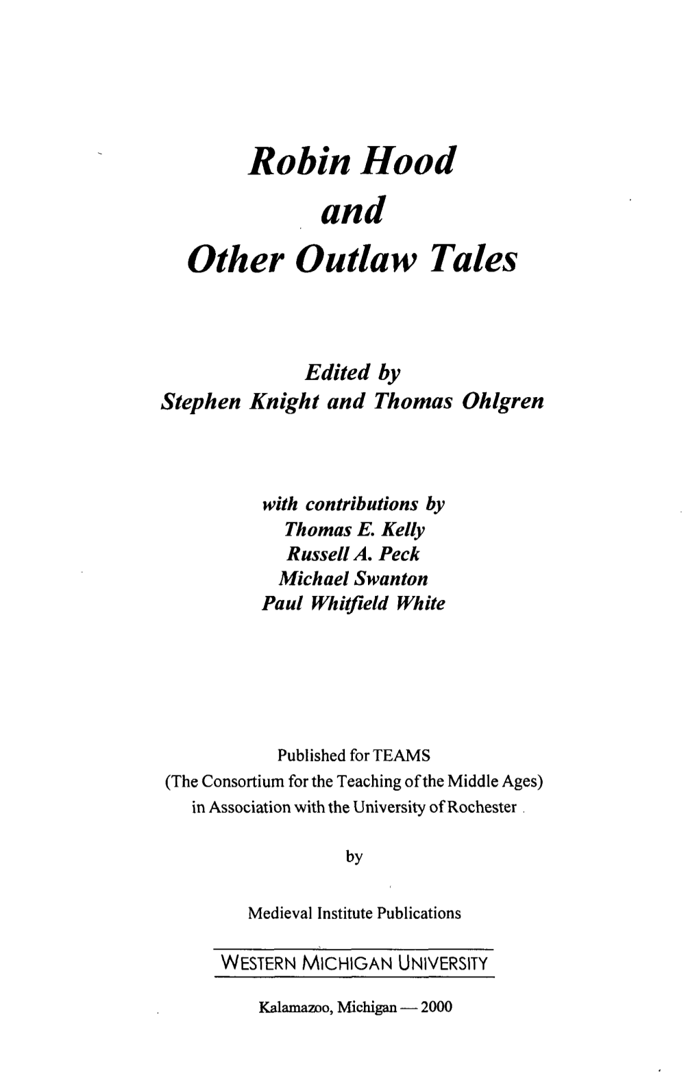 Robin Hood and Other Outlaw Tales