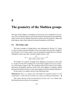 9 the Geometry of the Mathieu Groups