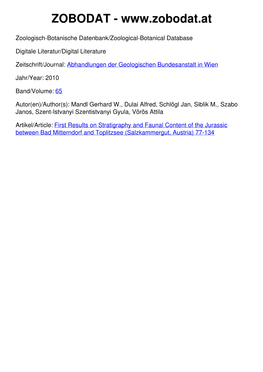 Abhandlungen Der Geologischen Bundesanstalt in Wien