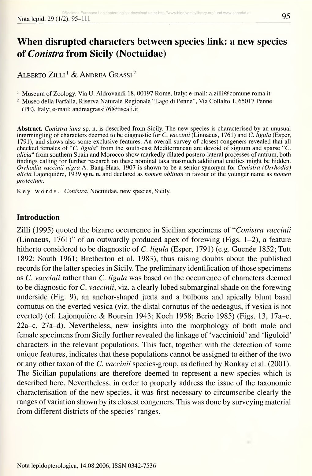 Nota Lepidopterologica, 14.08.2006, ISSN 0342-7536 ©Societas Europaea Lepidopterologica; Download Unter Und