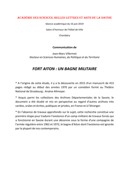 Fort Aiton : Un Bagne Militaire