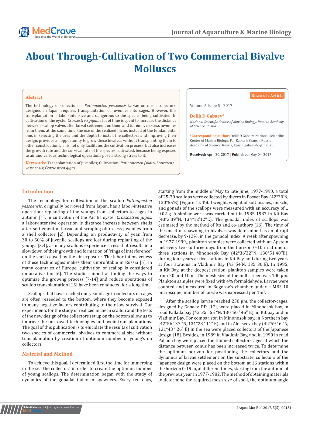 About Through-Cultivation of Two Commercial Bivalve Molluscs