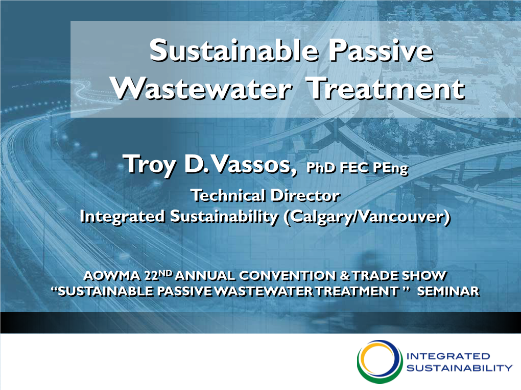Sustainable Passive Wastewater Treatment