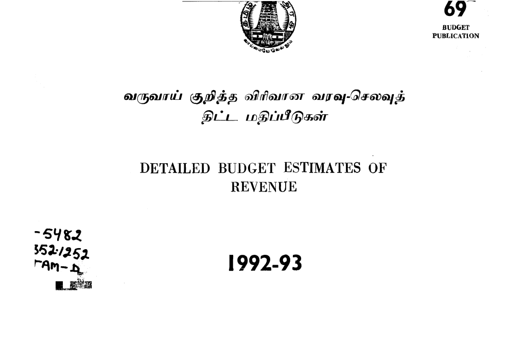 Detailed Budget Estimates of Revenue 1992-93 D6834.Pdf