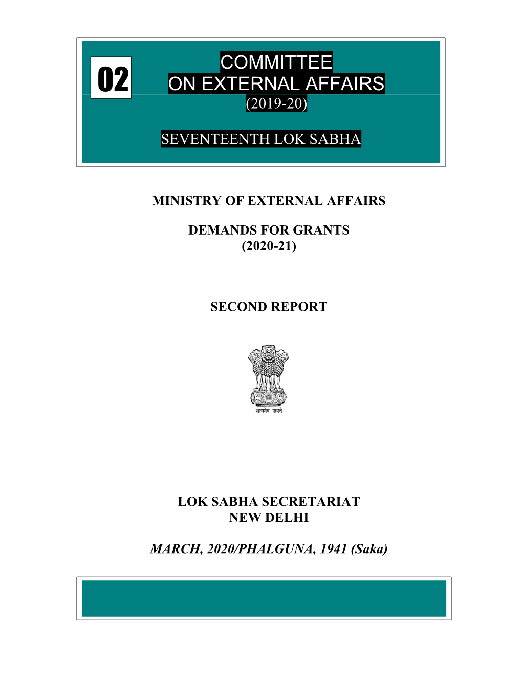 Ministry of External Affairs Demands for Grants (2020-21)