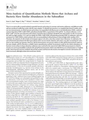 Meta-Analysis of Quantification Methods Shows That Archaea and Bacteria Have Similar Abundances in the Subseafloor