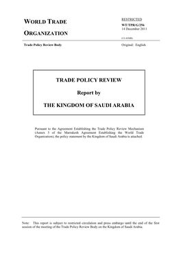 TRADE POLICY REVIEW Report by the KINGDOM of SAUDI ARABIA