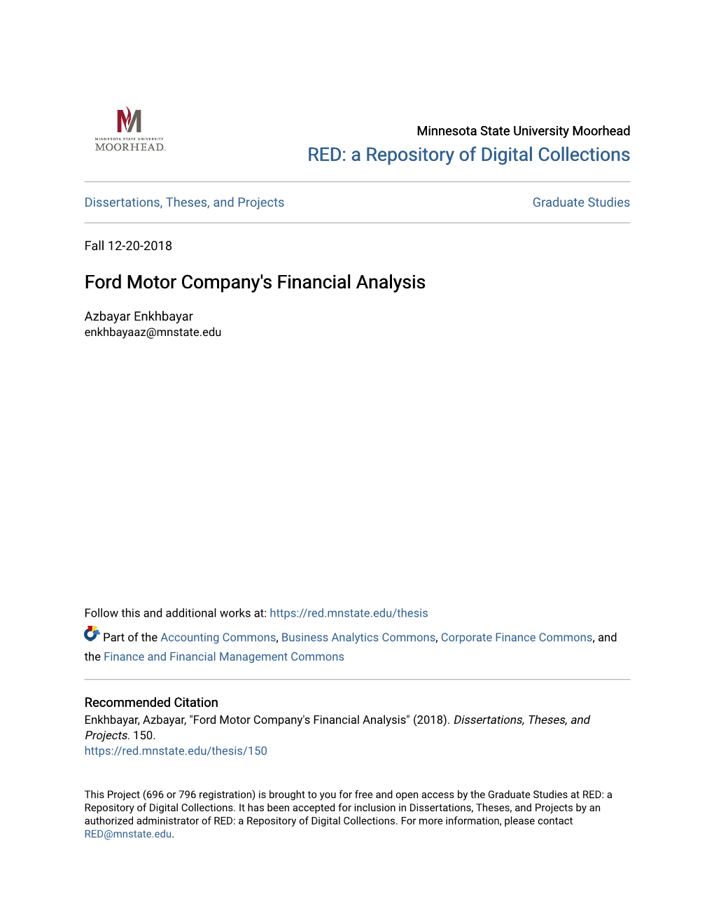 Ford Motor Company's Financial Analysis