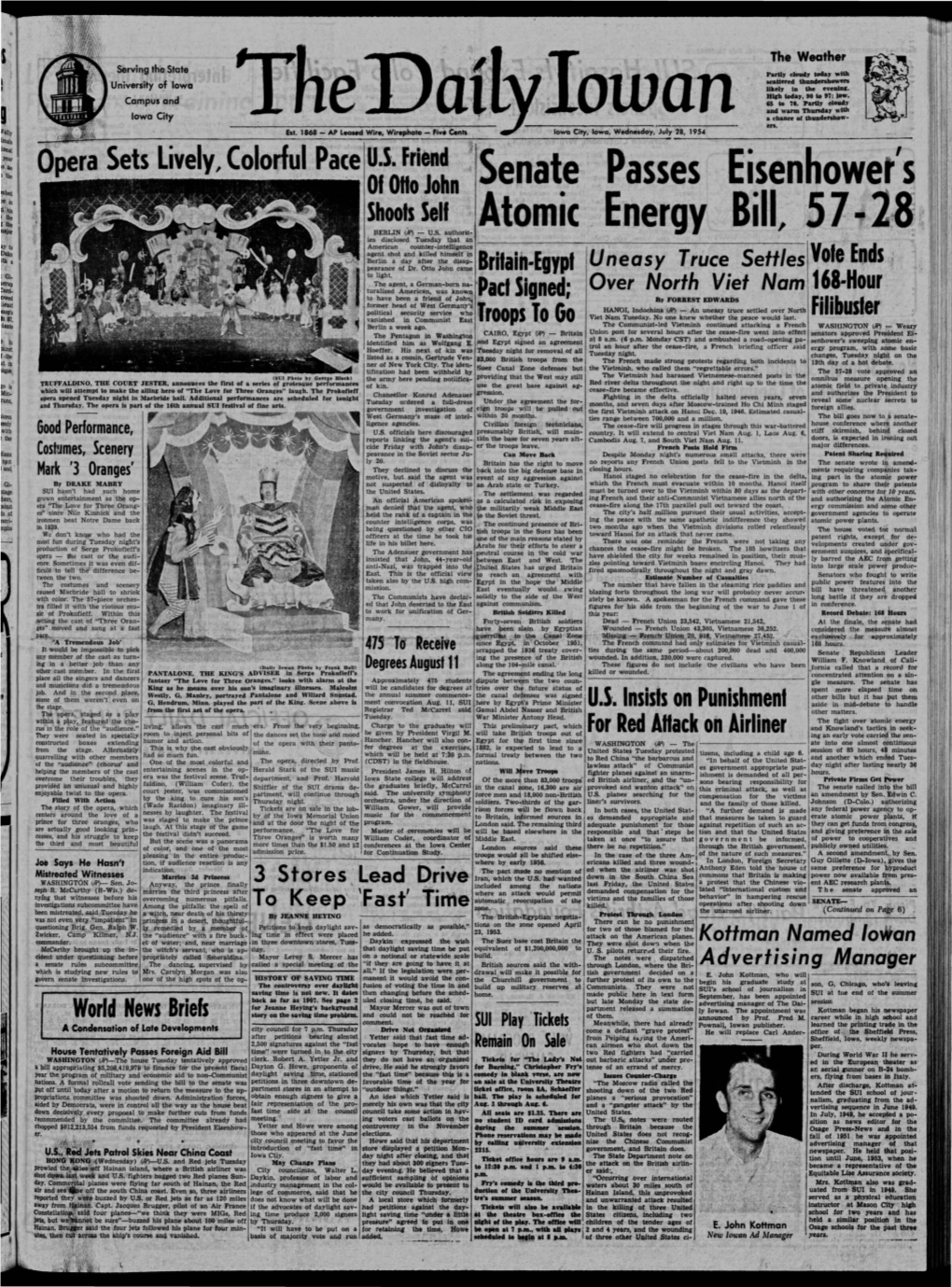 Daily Iowan (Iowa City, Iowa), 1954-07-28