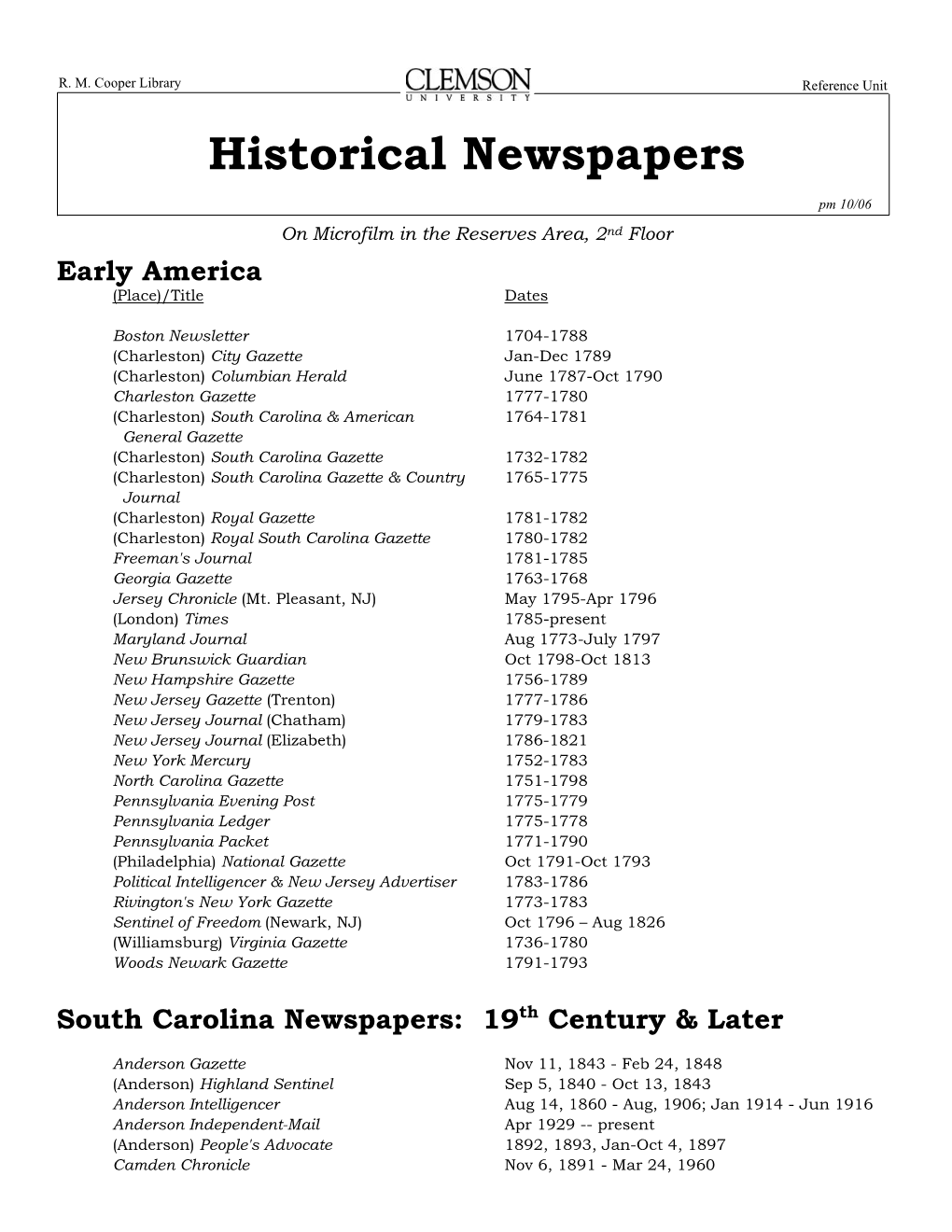 Historical Newspapers