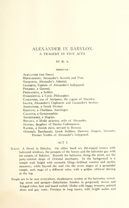 Alexander in Babylon. a Tragedy in Five Acts