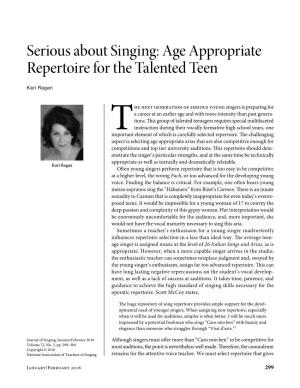 Serious About Singing-Age Appropriate Repertoire
