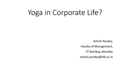 Yoga in Corporate Life?