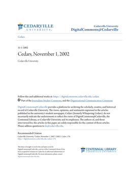 Cedars, November 1, 2002 Cedarville University