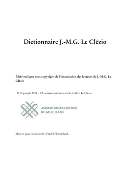Dictionnaire Le Clezio 2014