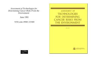 Assessment of Technologies for Determining Cancer Risks from the Environment