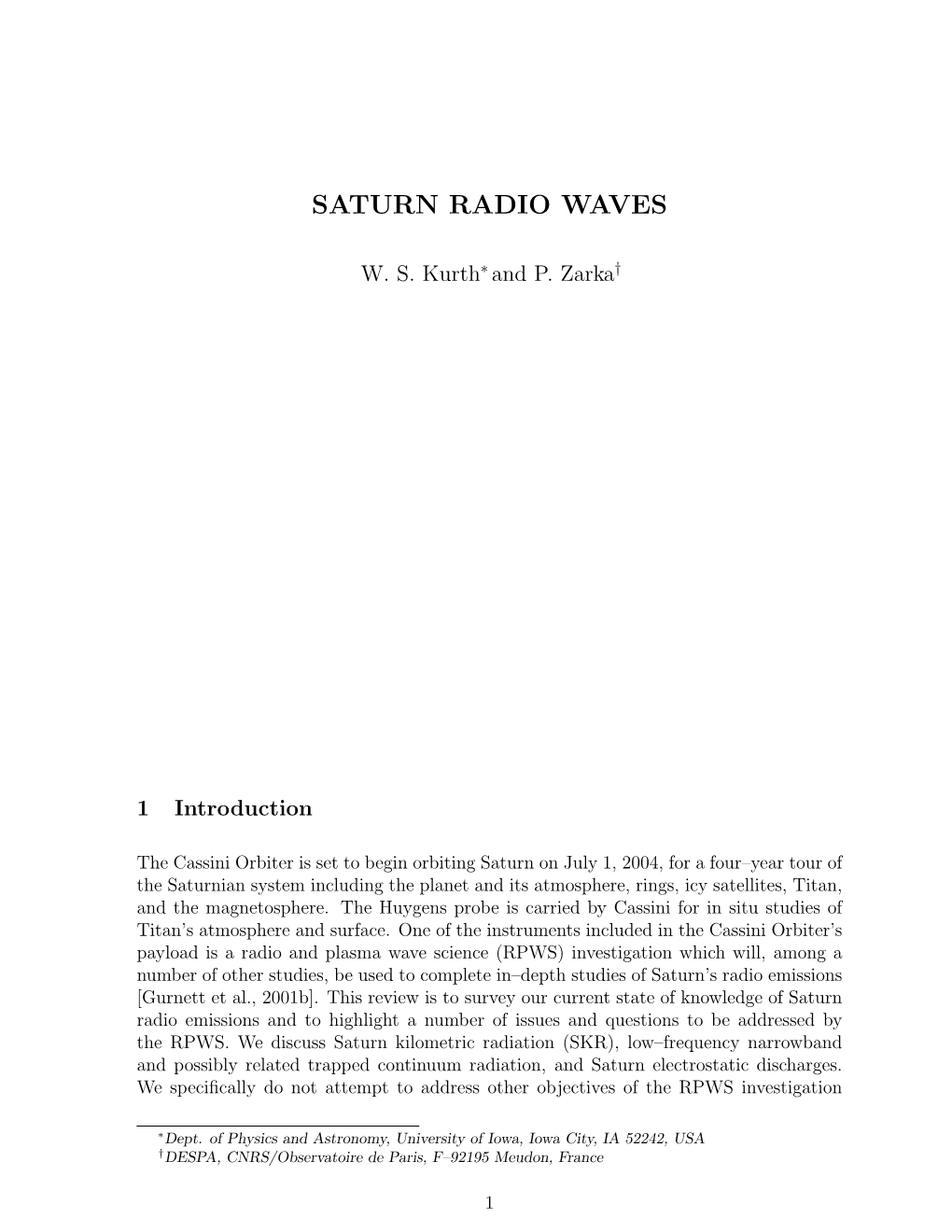 Saturn Radio Waves