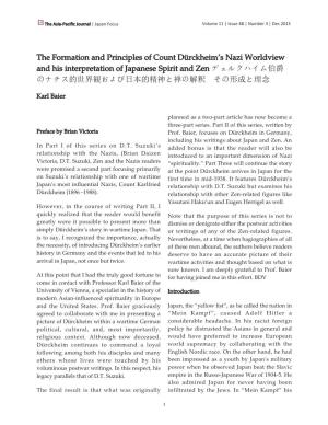 The Formation and Principles of Count Dürckheim's Nazi Worldview And