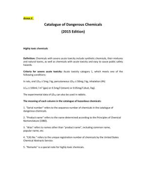 Catalogue of Dangerous Chemicals (2015 Edition)