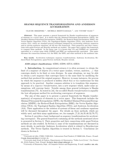 Shanks Sequence Transformations and Anderson Acceleration