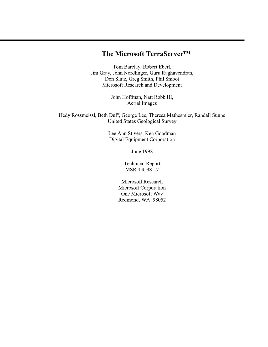 The Microsoft Terraserver