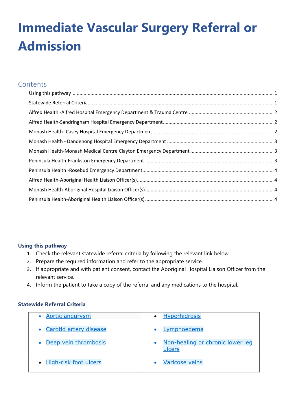 Immediate Vascular Surgery Referral Or Admission