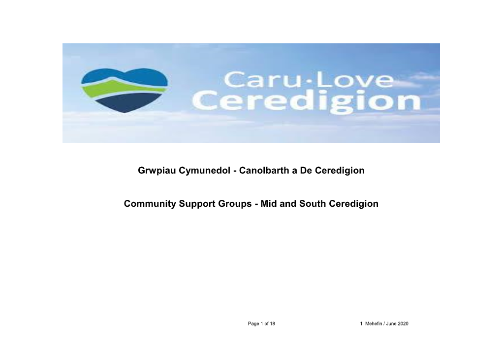 Community Support Groups - Mid and South Ceredigion