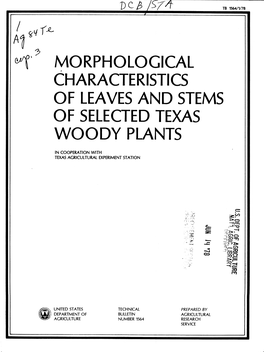 Morphological Characteristics of Leaves and Stems of Selected Texas Woody Plants