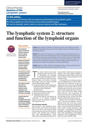 201028 the Lymphatic System 2 – Structure and Function of The