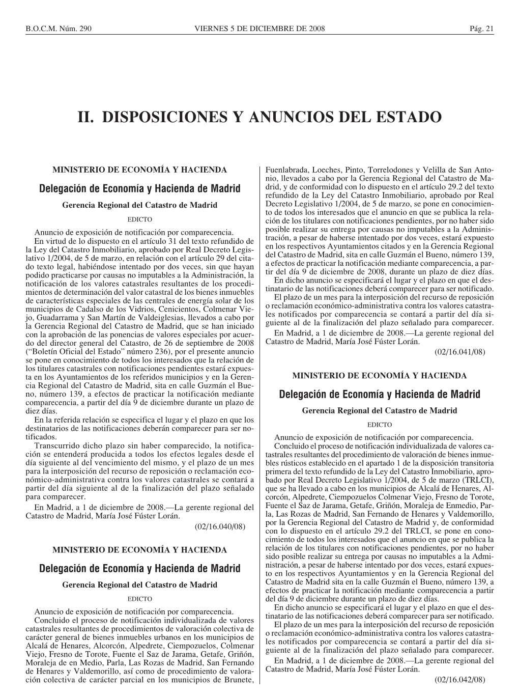 Ii. Disposiciones Y Anuncios Del Estado