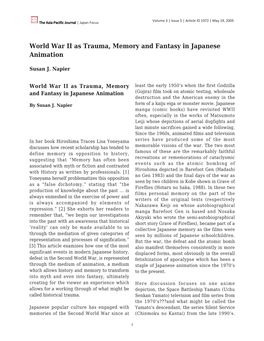 World War II As Trauma, Memory and Fantasy in Japanese Animation