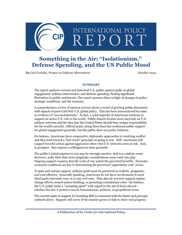 Something in the Air: "Isolationism," Defense Spending, Public Opini