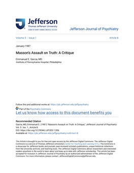 Masson's Assault on Truth: a Critique