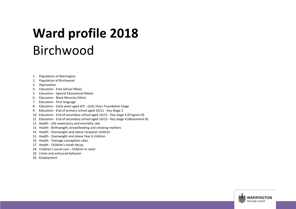 Ward Profile 2018 Birchwood