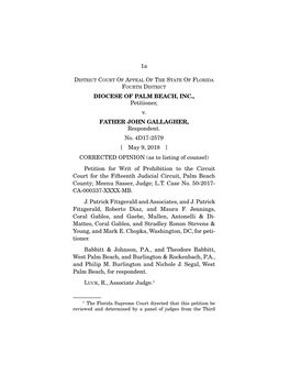 1A DIOCESE of PALM BEACH, INC., Petitioner, V. FATHER JOHN