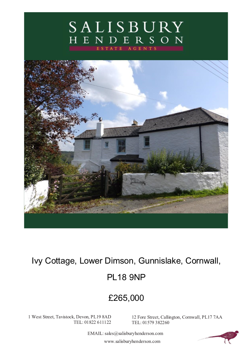 Ivy Cottage, Lower Dimson, Gunnislake, Cornwall, PL18 9NP £265,000