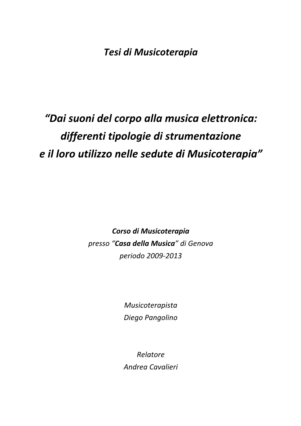 Tesi Di Musicoterapia